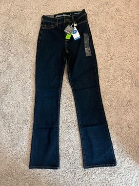 Eddie Bauer high-rise boot cut curvy dark wash jeans size 0 NEW NWT